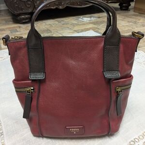 Fossil Women's Burgundy Leather Tote Bag